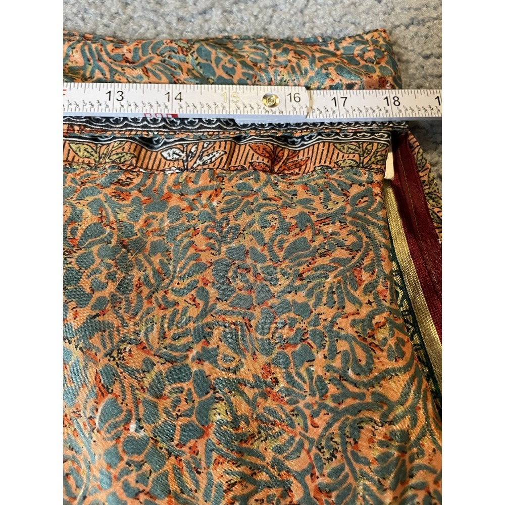 Kariza Vintage Reversible Wrap Maxi Skirt OS Layered Blue Gold Red Boho Peasant - Picture 10 of 14